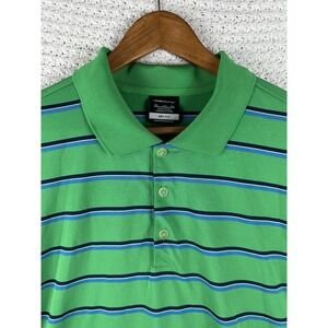 Nike Golf Dri-Fit Polo Shirt Green Blue Striped Performance Mens XXL